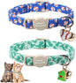 Unique Style Paws Baseball Kitten Collars,Cute Blue Cats Collar with Bell,Kitten Collar Breakaway Buckle with Heart Pattern,Adjustable Cat Collars,Ideal Gift for Boy Girl Cats