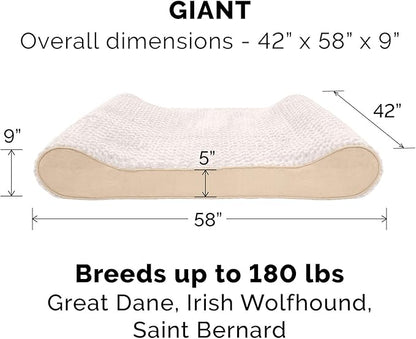 Furhaven Replacement Dog Bed Cover Ultra Plush Faux Fur & Suede Contour Luxe Lounger, Machine Washable - Cream, Giant (XXX-Large)