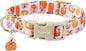 Faygarsle Fall Pumpkin Pattern Dog Collar with Charm, Adjustable Neckwear for Small Medium Large Dogs, Orange and Pink for Small Medium Large Dogs M