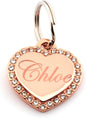 Custom Engraved Personalized Rose Gold-Plated Small Heart Rhinestones Pet Jewelry Dog Cat ID Tag