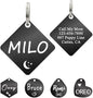 Ultra Joys Dog ID Tag, Custom Dog Tag Personalized Cat Tag, Pet ID Tag, Brushed Stainless Steel Diamond Dog Tag Black Medium