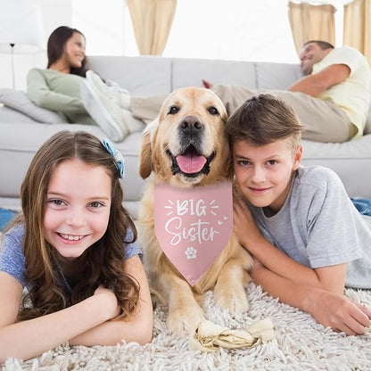 Big Sister Dog Bandana Pregnancy Announcement Gender Reveal Baby Announcement Photo Props Dog Scarf Accessories Girl Pink Pet Bandanas for Large Medium Small Dogs