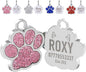 EDSG Cat Dog Tags Personalized for Pets, Dog Name Tags Cat Name ID Tag, Engraved Dog Tags Dog ID Tags Small Glitter Bling ID Tag Paw Print for Cat Pet Dog Puppy(Pink,Design 3)
