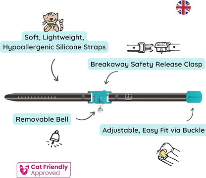 Kittyrama Havana Cat Collar with Bell. Breakaway Collar. Won't Rub Fur. Lightweight, Soft & Comfy