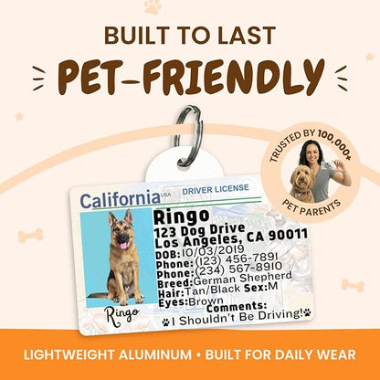 PawFurEver Personalized Dog Driver License ID Tag for Dogs & Cats - Custom Pet License Dog ID Tags Personalized Heavy Duty with Name, Photo & Phone Number, 50 States + DC (NorthDakota, Tag)