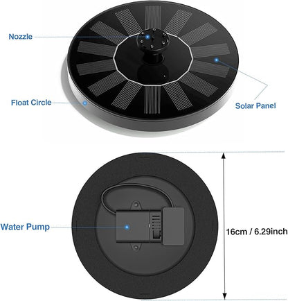 Solar Fountain Water Pump for Bird Bath, Floating Solar Powered Water Fountain Pump for Bird Bath, Garden, Pond, Pool, Outdoor (1.4W)