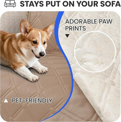 Waterproof Couch Covers for Pets, Waterproof Dog Bed Cover, Anti-Slip Soft Dog Blankets, Couch Cover for Dogs Washable, Pet Blanket for Puppy Large Dogs Cat (82x120 Inch, Khaki)