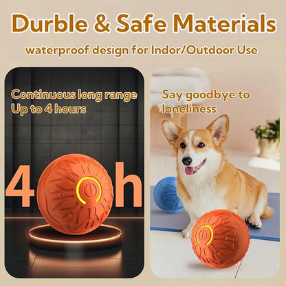Interactive Dog Toys Dog Balls,Durable Motion Activated Automatic Rolling Ball Toys for/Small/Medium Dogs(Orange+Blue)
