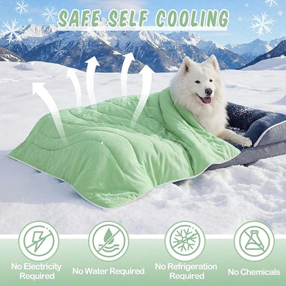 2 Pack Cooling Dog Blankets with Storage Bag Self Cooling Dog Blankets Washable Pet Cold Mats 39 x 47 Inch Portable Cat Pads for Summer Hot Weather Pet Puppies Supplies