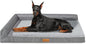 Patas Lague Orthopedic Jumbo Dog Bed for Extra Large Dogs 56''X40'', Waterproof L Bolster Pet Sofa Beds with Removable Washable Cover, Soft Comfortable Pet Couch Crate Mat with Nonskid Bottom, Grey