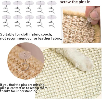 HAOZAIKEJI Cat Scratcher Mat Sofa Protector Natural Sisal Cat Scratching Mat Cat Scratch Couch Cover Heavy Duty Couch Guard Scratch Pad for Grinding Claws Protecting Furniture (Thicken Beige Long)
