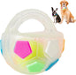 Dog Toy Ball with Handle, Toss and Fetch Play, Interactive Ball for Dogs Playing, Squeaky Floating (Transparent)