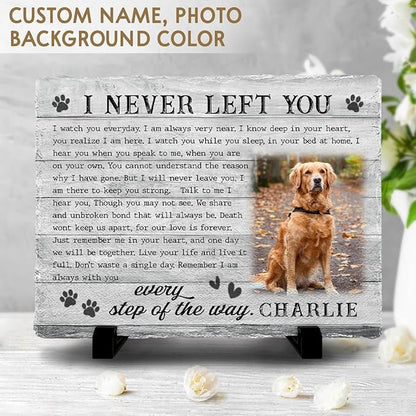 Memorial Stone: Personalized Thoughtful Gifts for Pet Lovers, Changeable Poem Option, Memorialize Your Furry Dog and Cat's Image with Preferable Version, Cemetery Decorations