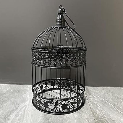 Iron Bird Cage for Wedding Decor and Flower Cage Decor Perfect Props for Hanging Flower Frames Indoor and Outdoor Decoration at Wedding Parties (Black)