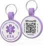 ESA Dog Tag, QR Code Dog Tag, Modifiable Free Pet Online Profile, Scannable QR Code, Scan QR Send Instant Location Alert Email, Silicone Lightweight ID Tag for Dog and Cat (Purple, Small)