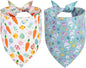 Easter Dog Bandana XLarge 2PCS, Colorful Scarf for Boy and Girl, Durable Triangle Reversible Bibs Handkerchief for Puppy Pet