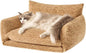 Hollypet Cat Bed Fluffy Plush Mutifuctional Double-Layer Soft Pet Couch Orthopedic Sofa Nest Beds for Small Cats and Dogs, Yellow Leopard (25x20x13 inch)