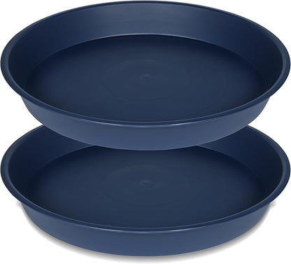 2 Pack of 10 inch Plant Saucer Gray, Heavy Duty Plastic Plant Saucer 10 inch Round, Durable Plant Tray for Pots, Plant Saucers for Indoors, Plant Trays for Planter 9"/10" (10", Blue)