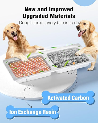 3.4Gal Dog Water Fountain for Large Dogs, 13L Stainless Steel Large Pet Fountain with Deeper & Wider Drinking Area, Automatic Dog Water Bowl Dispenser with Water Window & LED (Filters)