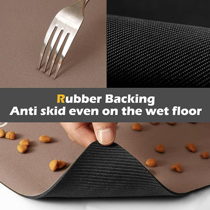 Pet Feeding Mat-Absorbent Dog Mat for Food and Water Bowl-Dog Accessories Pet Supplies-Dog Water Bowl for Messy Drinkers-No Stains Quick Dry Dog Water Dispenser Mat (12"x19", Brown)