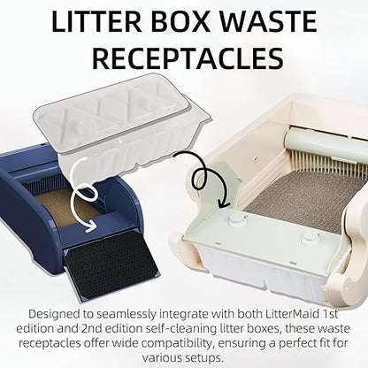 20-Pack Disposable Litter Box Waste Receptacles Compatible with Littermaid Waste Receptacles Fits 1St/2nd Edition Automatic Cat Litter Box, Come with 20pcs Liners & 20pcs Carbon Filters