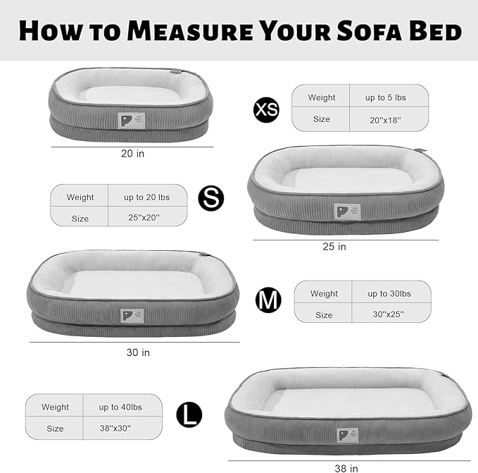 Orthopedic Dog Bed for Medium Dogs with Egg Crate Foam Couch Bed with Four-Sided Bolster, Removable Cover & Non-Slip Bottom Grey M