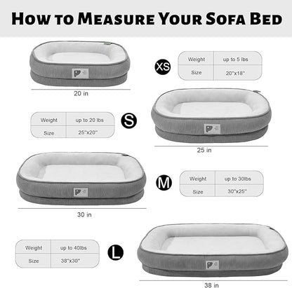 Orthopedic Small Dog Bed,Dog Sofa with Egg Crate Foam Couch Bed with Four-Sided Bolster, Removable Cover & Non-Slip Bottom Grey S