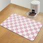 Checkered Dog Food Mat, Absorbent Leak-Proof Pet Feeding Mat, Quick Dry Cat Food Mat for Messy Drinkers 16" x 24" Pink