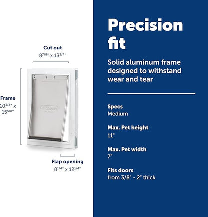PetSafe Freedom Aluminum Pet Door for Dogs and Cats, Medium, White, Tinted Vinyl Flap