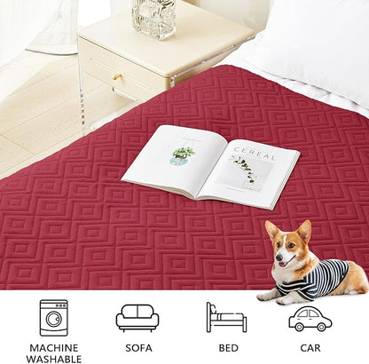 hyha Waterproof Dog Blanket, Soft Dog Bed Cover Pet Blankets, Waterproof Sofa Couch Cover for Dogs Washable, Reversible Pet Couch Covers for Sofa Furniture (40x70 Inch, Wine Red/Beige)