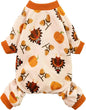 Fitwarm Thanksgiving Turkey Dog Pajamas, Funny Dog Winter Clothes for Small Dogs Girl Boy, Pet Jumpsuit, Cat Onesie with Feet, Lightweight Velvet, Orange, Large