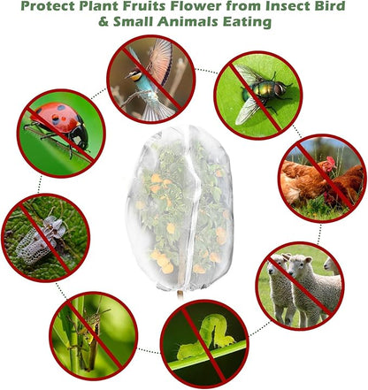 3Pcs Plant Covers from Insects, Bird Netting Barrier for Blueberry Bushes with Drawstring Zipper Mesh Garden Netting Fruit Tree Bags Plants Net Cage for Protect Tomato Vegetable Citrus, 3.3×5Ft
