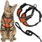 Voyager Escape-Proof Step-in Lock Cat Harness & 5ft Neoprene-Handle Leash Set All-Weather Mesh with Reflective Stitching for Small to Large Cats by Best Pet Supplies, Black Trim-Orange (327), XS