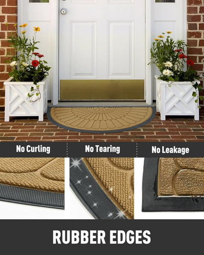 tchdio Door Mat Outdoor Indoor Entrance Doormat-Semicircular Durable Rubber Non Slip Front Door Mat for Outside Inside Entry Entryway Dirt Trapper WelcomeMat for Muddy Paws and Shoes-Yellow 24”x36”