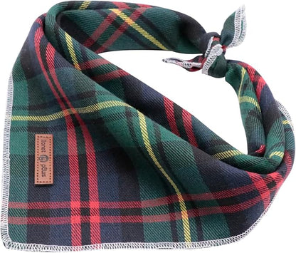 Lionet Paws Christmas Dog Bandana Washable Cotton Handkerchief Scarf Triangle Green Bandanas for Medium Large Dogs Girl Boy