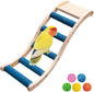 Nature Wooden Bird Ladder Pet Parrots Climb Bridge Exercise Stands for Parakeet Climbing Chewing Bridge Bird Cage Accessories for Cockatiel Parakeet Lovebirds Budgie (Blue)