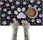 Pet Feedings Mats 20x12 inch Glitter Paw Print Pet Bowl Placemat Non Slip Mat for Cats and Dog Food and Water Indoor Feeding Station Cute Pet Meal Mat for Small Pets Kitchen Floor Use