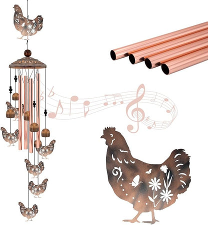 for Women Chicken Wind Chimes for Outside, 35'' Metal Chicken WindChimes Gifts for Women/Men, Decoration for Outdoor, Home, Garden, Patio, Backyard