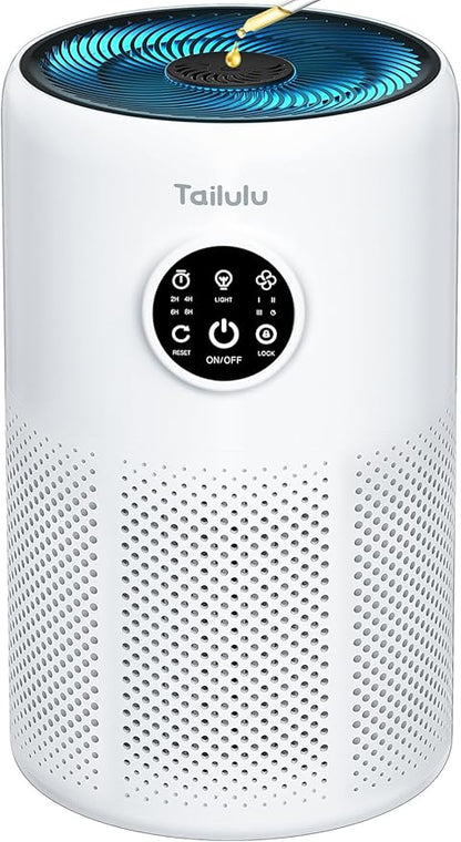 Air Purifiers for Home Pets Large Room Up to 1360 Ft², Tailulu D10 HEPA Air Purifiers for Bedroom with 15dB Sleep Mode, Air Filter for Pet Dander Smoke Odor Dust Pollen with Timer Fragrance Sponge