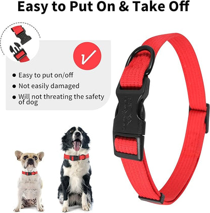 lynxking Dog Collar Soft Padded Breathable Cotton Solid Color Strong Adjustable Pet Collar for Little Puppy