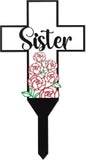 BUoonyer Sister Memorial Graves Markers Cemetery Decorations, Metal Cross Stakes Grave Stones Cemetery Headstones Decor, Girls Graveyard Remembrance Graveside Sign for Garden Outdoor Outside Yard