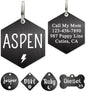 Ultra Joys Custom Personalized Dog ID Tag - Brushed Stainless Steel Hexagon Black Large