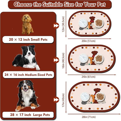 Dog Feeding Mat 24''x16'', Absorbent Pet Food Mat, No Stains Quick Dry Pet Water Mat Protect Floor, Cat Dog Water Bowl Mat for Messy Drinkers, Non-Slip Rubber Base Pet Placemats for Food and Water