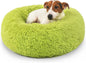 Calming Donut Dogs Beds for Small Dogs Washable,23inch Plush Round Pet Bed for Cozy Sleep,Fluffy Faux Fur Large Cat Bed,Fits up to 25 lbs Pets,Green