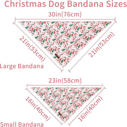 Christmas Dog Bandana–Christmas Red & Green Plaid Triangle Scarf for Small Medium Large Dogs, Soft Cotton Pet Bib for Winter & New Year, Adjustable Dog Kerchief