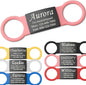 Anavia Slide On Silent Pet ID Tags, S/M/L/XL Personalized Black Stainless Steel Colored Silicone Cat Dog Name Tag, Customized Engraved Nameplate, Quiet Chew-Proof Pet Collar Tag (Pink, X-Large)