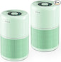 2 Pack Air Purifier for Home Bedroom with H13 True HEPA Filter for Smoke, Smokers, Dust, Odors, Pollen, Pet Dander | Quiet 99.9% Removal to 0.1 Microns | Green Available for California