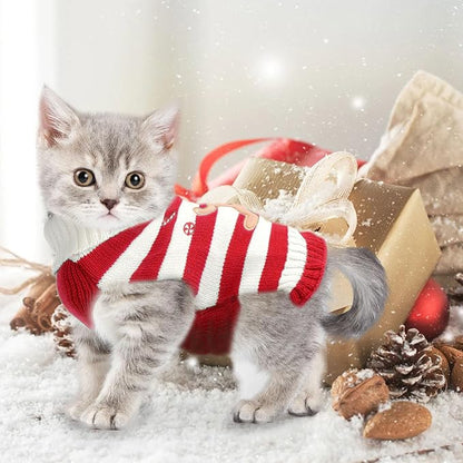 Dog Christmas Sweater Xmas Pet Clothes Cute Striped Gingerbread Man Costume Holiday Puppy Cat Jumpers Outfits New Year Gifts for Small Medium Large Dogs(Red Gingerbread Man,XS)