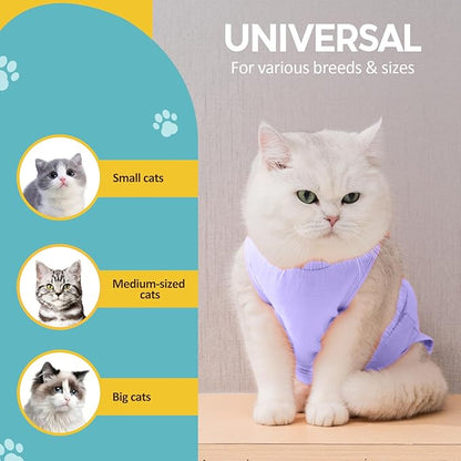 Avont Cat Recovery Suit - Kitten Onesie for Cats After Surgery, Cone of Shame Alternative Surgical Spay Suit for Female Cat, Post-Surgery or Skin Diseases Protection -Purple(M)