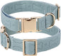 TDTOK Stylish Leather Dog Collar, Comfortable Soft PU Leather Dog Collars for Large Medium Small Dogs with Quick Metal Buckle, Adjustable Pet Collar with Cute Bone Pattern Design (Blue, M)